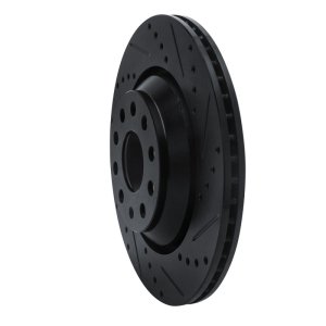 Audi RS Q3 Brake Rotor (1) - Rear Right - R1 Concepts - Drilled & Slotted - Black - `06-`25